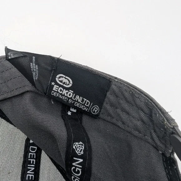 Ecko Unltd Gray Flat Brim Snapback Hat Y2K Vintage Rhino Logo 1972 - Picture 14 of 16